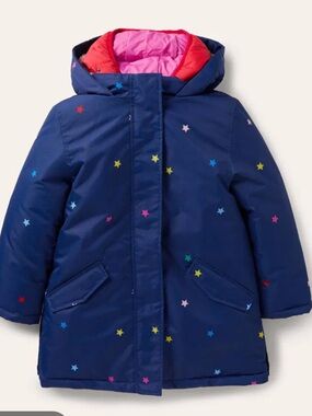 Boden winter parka Jacket size 9-10 Ski snowboard Rainbow stars